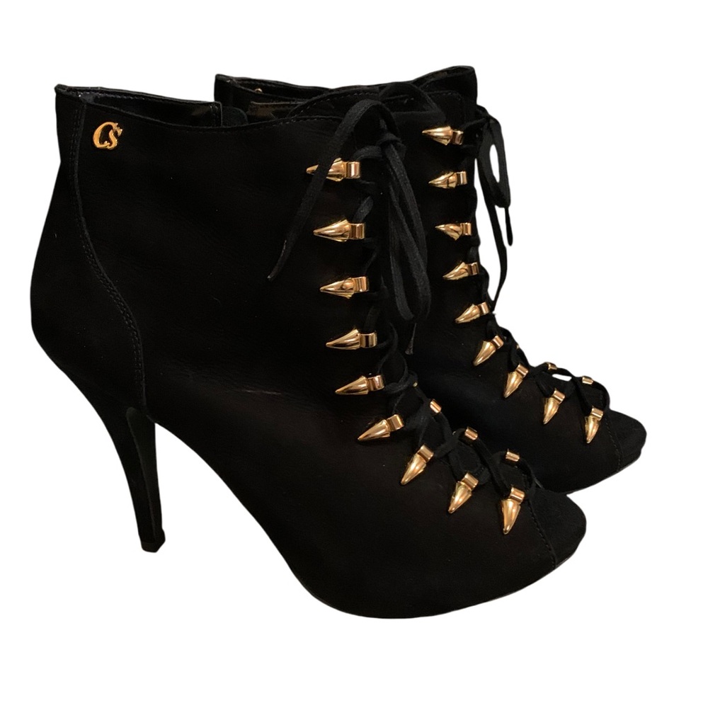 Carmen Steffens ankle boot black gold hardware size 37-39 women’s 8